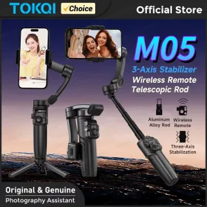 TOKQI M05 Handheld Gimbal 3-Axis Mobile Phone Stabilizer Built-in Telescopic Rod with Wireless Remote for Phones Shooting Vlog