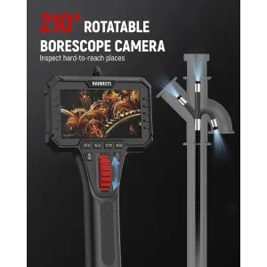 EU Direct KAIWEETS KBA02 Two-Way Articulating Borescope Camera 1920x1080 HD Display 4.3 Inch Screen 6.5mm Lens LED Lights 360 Rotation Industrial Endoscope Inspection Tool