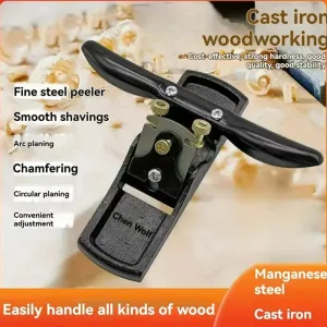 Adjustable Woodworking Hand Plane with Manganese Steel Blade Metal Construction for Smooth Shaving Fine Wood Peeling Manual Operation