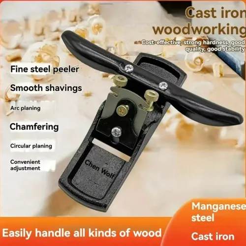 Adjustable Woodworking Hand Plane with Manganese Steel Blade Metal Construction for Smooth Shaving Fine Wood Peeling Manual Operation