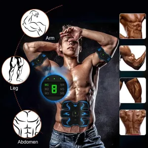 Abdominal Arm Muscle Training Stimulator Set EMElectrical Body Shape Trainer with LCDisplay Rechargeable Ab Belt Set