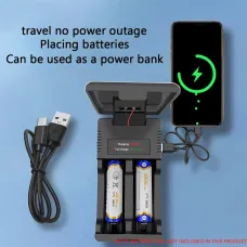 IPRee 18650 Solar Battery Charger Dual Slot USB LCFor 5V 1200mA 14500 16340 26650 Rechargeable Batteries Intelligent Fast Charging
