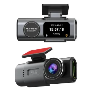 4K Dual Lens Car Dash Cam with High Definition Wide Angle Loop Recording Night Vision Wifi 24 Hours Parking Monitoring