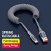 PD100W Type-C to Type-C Elbow Coiled Cable PD Fast Charging Data Transmission Copper Core Line 1.5M Long for iPhone 17 17 Pro Max 16 15 for Xiaomi 17pro for Samsung Galaxy S25 Ultra for OPPO for VIVO