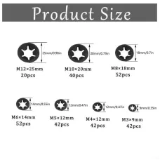 65 Steel Internal Tooth Washers Assortment 340Pcs Black Coated Quick Speed Locking Rings Corrosion Resistance M3 M4 M5 M6 M8 M10 Industrial Automotive Household Use