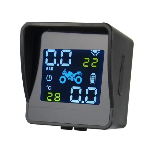 USB Solar Charging Motorcycle TPMS Motor Tire Pressure Tyre Temperature Monitoring Alarm System with 2 External Sensors