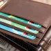 Ekphero Men's Retro Genuine Leather Short Wallet RFID Blocking Horizontal Money Clip Multi-card Slot Card Holder Anti-theft Brush Coin Purse
