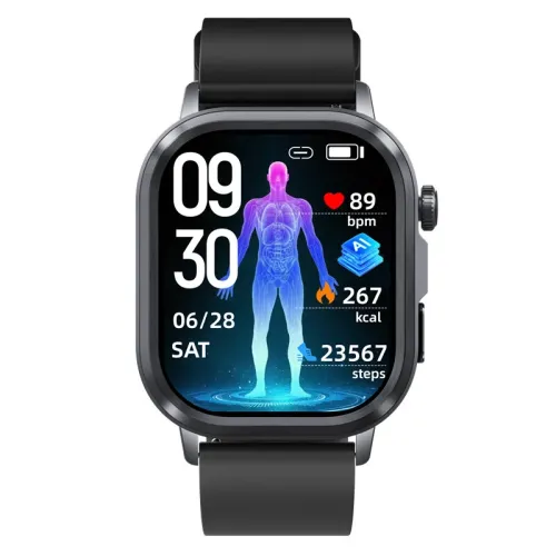 BlitzWolf HL7 1.95-inch AMOLED Display ECG AI-GPT LED Flashlight bluetooth Call Heart Rate Blood Pressure SpO2 Monitor Sleep Monitoring Body Composition Analysis Blood Glucose Assessment SOS Emergency Call Multi-sport Modes IP68 Waterproof Smart Watch
