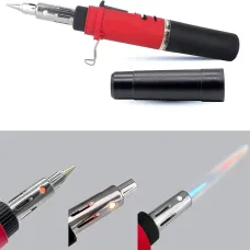 HS-1115K Gas Soldering Iron Cordless Torch Kit 1300 Flame 400 Tip 500 Hot Air Automatic Ignition Multifunctional Soldering Tool Portable Repair Welding