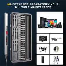 CreationSpace CS0802A/CS0802B Mini Electric Screwdriver Set Rechargeable Lithium Battery 3 Torque Settings 26 Precision Bits LED Light Portable Repair Tool Fast Charging