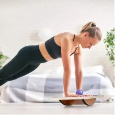 KALOAWooden Wobble Balance Board Adult Exercises Training Balancing Rocking Board Level Training Balance Pedal Gym Exercise Pad for Home Fitness