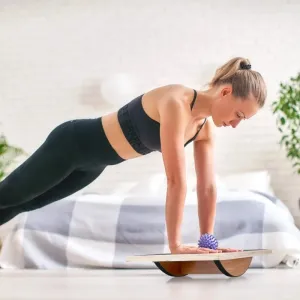 KALOAWooden Wobble Balance Board Adult Exercises Training Balancing Rocking Board Level Training Balance Pedal Gym Exercise Pad for Home Fitness