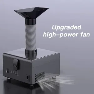 Soldering Fume Extractor 150W Filter Smoke Absorber Remover Activated Carbon Motor Speed 5200 RPM Multi Layer Filtration System Flexible Hose USB Type-C Port LED Light