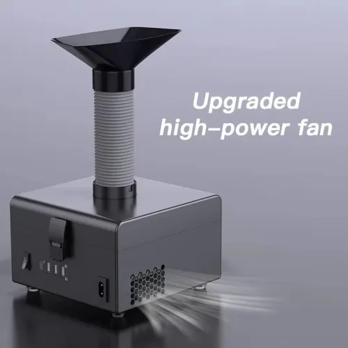 Soldering Fume Extractor 150W Filter Smoke Absorber Remover Activated Carbon Motor Speed 5200 RPM Multi Layer Filtration System Flexible Hose USB Type-C Port LED Light