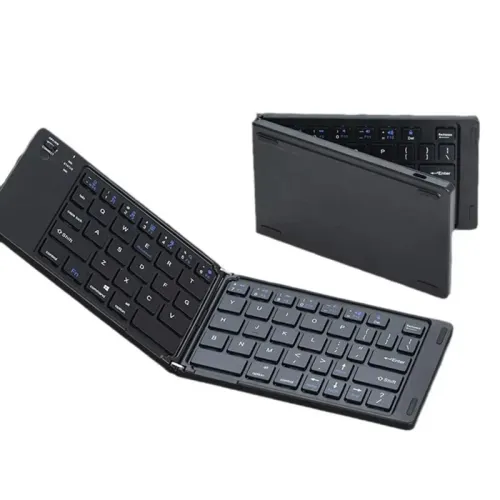 Two-Fold bluetooth Keyboard Magnetic Closure Portable Mini bluetooth Keyboard Rechargeable for Office Keyboard Laptop