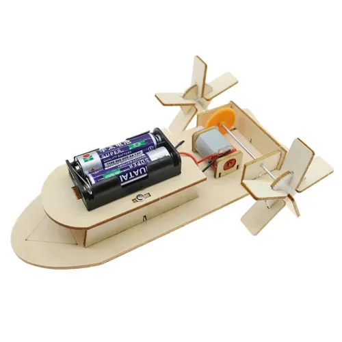 Electric Paddlewheel Boat Model Toy Wooden DIY Kits Children Educational Self Assembly
