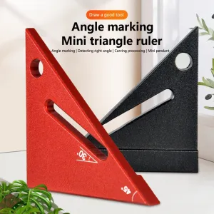 Mini Aluminum Alloy Woodworking Triangle Ruler Compact Mini Right Angle Measuring Tool Metal Angle Ruler In Inches