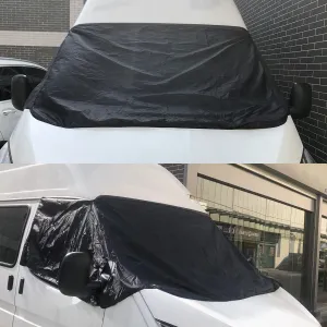 Front Windshield Half Cover Screen Out Blind Window Wrap Frost Black For Van