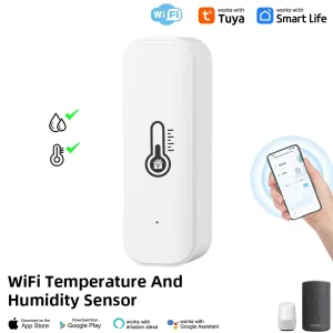 Tuya WiFi Indoor Smart Temperature Humidity Sensor Hygrometer Battery Powered APP Monitoring For Alexa Google Home Voice