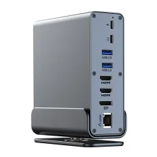 15-in-1 Type-C Vertical Docking Station with 10Gbps USB-C / USB3.0 / USB2.0 / PD100W / 4K DP/HD / RJ45 / Audio / SD&TF3.0 Multiports Splitter Adapter for PC Laptop Computer