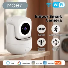 MOES Tuya 3MP HD WiFi Smart Camera Indoor PTZ Home Monitoring Surveillance Work with Alexa Google Home