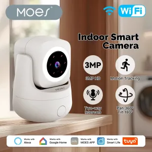 MOES Tuya 3MP HD WiFi Smart Camera Indoor PTZ Home Monitoring Surveillance Work with Alexa Google Home
