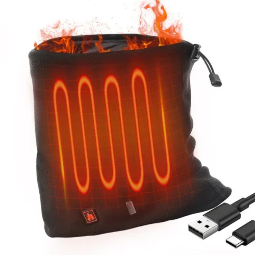 IPRee Polar Fleece Heated Neck Scarf with 3 Temperature Settings Type-Charging Electric Neck Warmer Thermal Neck Gaiter for Outdoor Winter Sports Cold Weather Gear