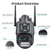 3MP+3MP Dual Lens WiFi Security Camera 5X Zoom Dual Screen PTZ Camera  ICSEE APP Outdoor Auto Tracking Color Night Vision AI Human Detection Two-Way Audio IP66 Waterproof Surveillance Camera