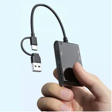 Rocketek CR375-B 6-in-1 Smart Card Reader for Smart SIM SD TF M2 MS Cards with USB-A/USB-C Interface Plug and Play