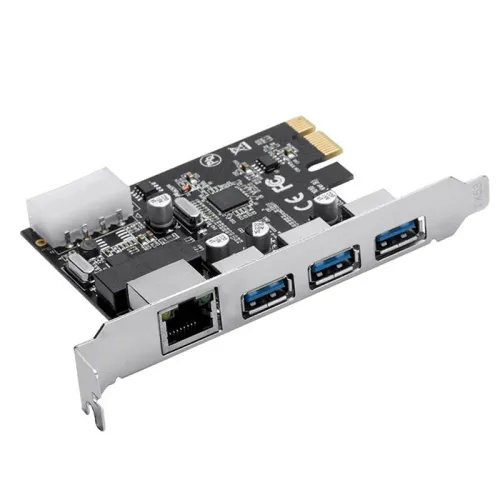 ORICO PCIe to USB3.0 and Gigabit Ethernet Expansion Card 5Gbps Data Transfer 2Gbps Network Wide Compatibility Driver Free Installation for Windows Linux