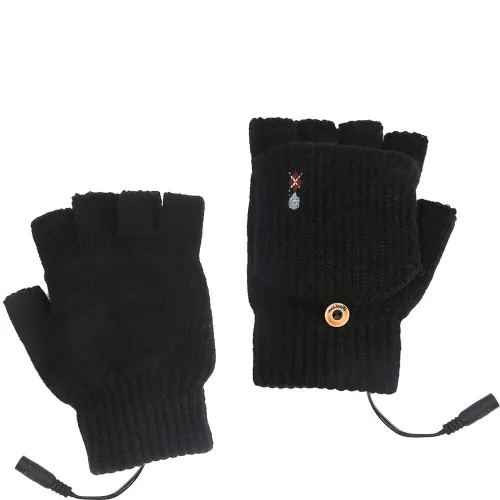 1 Pair USB Electric Heated Gloves Adjustable Temperature Half Finger Warmer Electric Thermal Winter Warm Gloves for Cycling Skiing