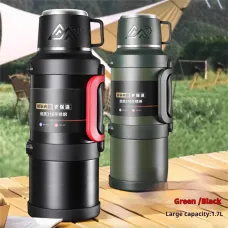 Xmund 1.7L Large Capacity Stainless Steel Thermos Bottle with Handle Outdoor Portable Large Capacity Thermal Water Bottle ,Keep Hot and Cold for Outdoor Travel, Camping