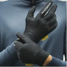 ROCKBROCycling Gloves Touch Screen Winter Thermal Fleece Warmer Windproof Full Finger Non-slip Gloves for Riding Hiking Climbing
