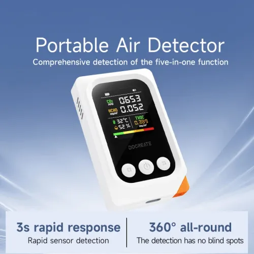 CD52 Portable Air Quality Monitor 5 in 1 Formaldehyde TVOC CO2 Temperature Humidity Rechargeable Compact Device