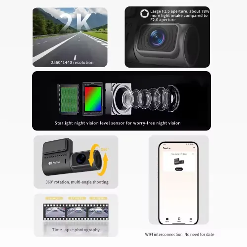 ProTap 4K Wifi GPS Dash Cam 24 Hours Parking Mode 360 Degree Camara Carro Night Vision DVR Dashcam Driving Recorder Car Vehicle Cameras