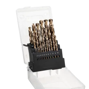 Drillpro M35 Cobalt Drill Bit Set HSS-Co Jobber Length Twist Drill Bits with Plastic Case for Stainless Steel Wood Metal Drilling