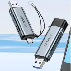 SAMZHE CRS22 USB3.2Gen1 Card Reader USB-A&Type-C Dual Interface OTG Adapter Dongle 5Gbps High Speed SD/TF Dual Slot for Smartphone Laptop Plug and Play