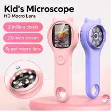 600mAh 500X Children's HD IPS Microscope Plant Specimen Magnifier Portable Microscope for Children Aged 8-12