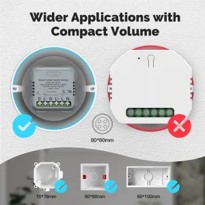 MOES ZM-108-M Tuya Smart Zigbe Curtain Switch Module 90-250V AC 2.5A Remote Motor Rotation Switchable Smart Home Automation Smart Linkage Calibration Function IP20 Voice Control with Alexa Google Assistant