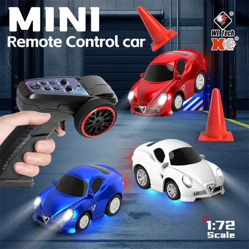 Wltoys Q7201 1/72 2.4G Mini RC Car LED Light 3 Speed Adjustable Full Scale Q Version Desktop Micro Remote Cruise Control Vehicles Models Toys