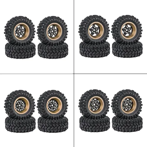 4PCS Upgraded Tires Carbon Fiber Wheel Rims for FMS SCX24 TRX4M 1/18 RC Cars Vehicles Models Spare Parts Accessories