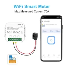 Ewelink WiFi Smart Energy Meter 70A+10A Clamp Sensor Real-Time Monitoring 6-Month Data Log Smart Home Automation Power Energy Savings App Voice Control with Alexa Google IFTTT