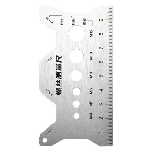 Stainless Steel Bolt Measuring Tool Double-Sided Screw Thread Gauge Compact Design Accurate Sizing for Fasteners Woodworking Crafting Jewelry Watch Repair