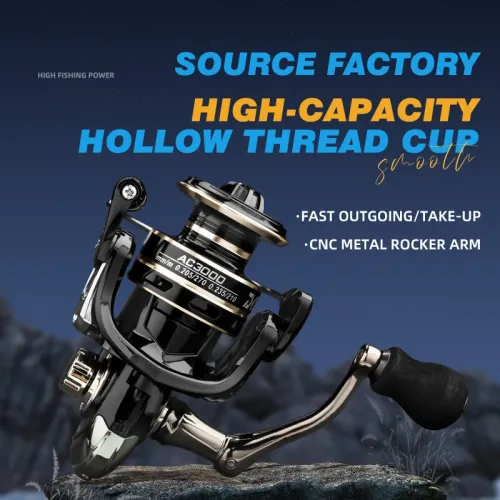 Spinning Fishing Reel AC4000-6000 Series Sea Rod Fishing Reel5.2:1 High-Speed Gear Lightweight Reel Tackle Equipment Fishing Swivel Coil