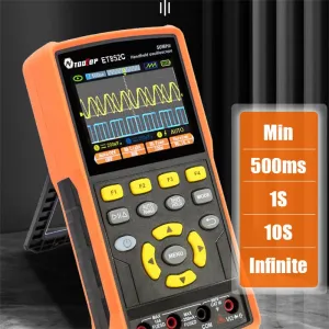 ET852C 3 in 1 2*50MHz Bandwidth Oscilloscope 200MSa Sampling Rate Dual Channel Oscilloscope Multimeter Design High Impedance Square WaveSignal Generator Rechargeable Lithium Battery