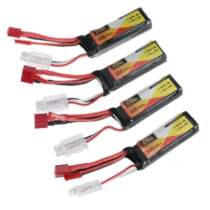4PCS ZOP Power 7.4V 600mAh 60C 2S LiPo Battery JST + T Plug with B3 Charger XT30 Adapter Cable for RC Models