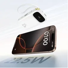 Baseus PPQD3-1022D 22.5W 73Wh 20000mAh Power Bank with Dual Integrated Cables LED Digital Display External Battery Power Supply with 2 Inputs & 4 Outputs Fast Charging for iPhone 16 16 Pro 15 14 13 Pro Max for Huawei Pura X for Xiaomi 15pro