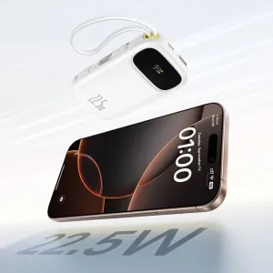 Baseus PPQD3-1022D 22.5W 73Wh 20000mAh Power Bank with Dual Integrated Cables LED Digital Display External Battery Power Supply with 2 Inputs & 4 Outputs Fast Charging for iPhone 16 16 Pro 15 14 13 Pro Max for Huawei Pura X for Xiaomi 15pro