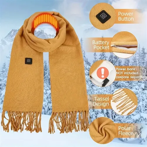 TENGOO USB Charging Heated Scarf 3 Level Temperature Control Soft Warm Winter Heating Warm Neck Wrap for Women Men