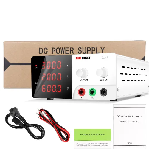 NICE-POWER R-SPS3020 Regulated DC Power Supply 0-30V 0-20A High-Power Output 600W with Smart Temperature Control Overload Protection Compact Portable Digital Calibration Technology for Reliable Performance